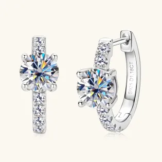 IOGOU 6.5mm&2mm Round D Color All Moissanite Hoop Huggie Earrings for Women Real Silver 925 Certified Original Jewelry Wholesale