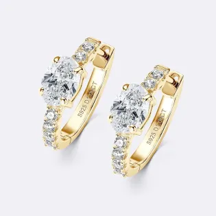 Original D Color Moissanite Diamond Hoop Earrings Oval Cut 5x7mm 1.0Carat 100% 925 Sterling Silver Certified Jewelry Wedding