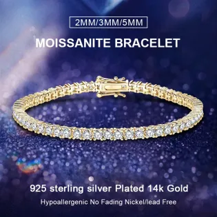 IOGOU 3mm/5mm Full Moissanite Tennis Bracelets Real 925 Sterling Silver Bracelet for Women Men Couple Sparking Fine Jewelry Gift