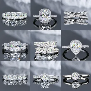 Luxury Moissanite Wedding Promise Ring S925 Silver Finger Bands For Women Certified Oval Round Pear Cushion Cut Lab Diamond Gift