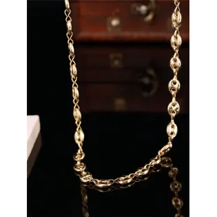 Gold Plated Stainless Steel Oval Link Chain Necklace for Women