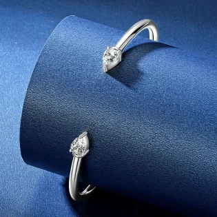 IOGOU Trendy 5x7mm 0.8 Carat Pear Cut D Moissanite Bangle Open Cuff Bracelet for Women 100% 925 Silver 2026 New Fine Jewelry GRA