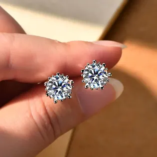 IOGOU Solitaire 8mm 2CT D Color Moissanite Diamond Stud Earring for Women Real 925 Sterling Silver 2025 New High Quality Jewelry