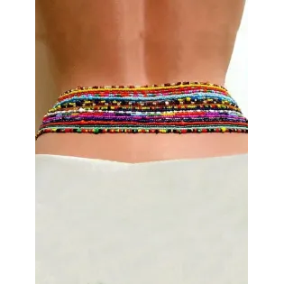 Bohemian Style Multi-Layer Acrylic Bead Waist Chain for Women, Beach & Daily Wear Body Jewelry