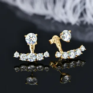 IOGOU Luxury D2.30CT Full Moissanite Diamond Earrings Jacket for Women Silver 925 Double Use Style Stud Earrings Wedding Jewelry