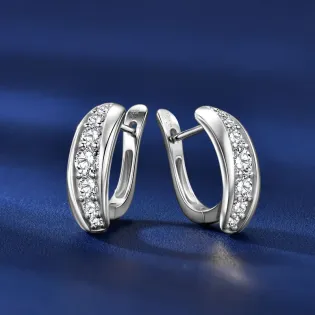 IOGOU 925 Sliver U-Shaped Hoop Earrings D Color vvs1 D0.68CT Full Moisanite Huggie Earrings for Women Trendy 2025 Fine Jewelry