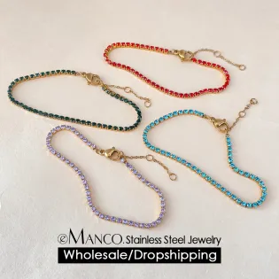 eManco Stainless Steel Women's Zirconia Tennis Bracelet Classic Bridal Accessories Wholesale