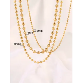 Gold Tone Stainless Steel Ball Chain Necklace for Women and Men, 2mm/3mm/4mm Bead Sizes