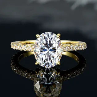 IOGOU 8x10mm 3CT D Oval Moissanite Diamond Rings Classic 925 Silver Engagement Wedding Ring for Women GRA Certified Fine Jewelry