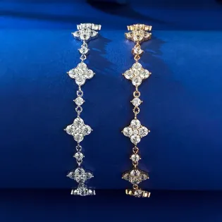 IOGOU Clover Flower 1.2mm D Moissanite Diamond Bracelet for Women Real 925 Sterling Silver Bracelets Exquisite Hand Jewelry Gift