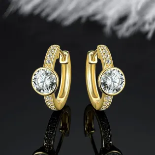 IOGOU Classic 6.5mm 1ct Round Moissanite Small Hoop Earrings Huggies Stud 925 Silver Valentine's Gift Women's Jewelry Certified