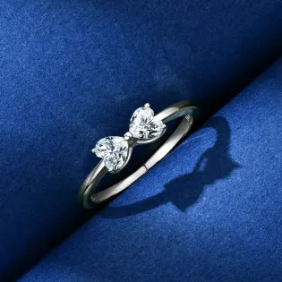 IOGOU 4.5x4.5mm Heart Cut Moissanite Diamond Ring for Women Real 925 Silver Bow knot Finger Ring 2025 Trend Fine Jewelry 0.8cttw